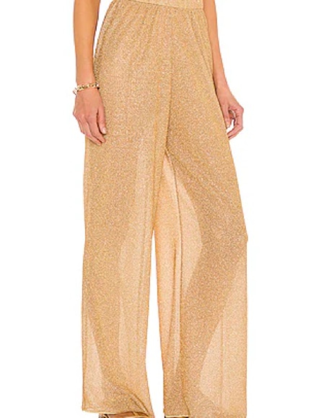Oseree Shimmery Gold Wide-Leg Palazzo pants- Lumiere collection